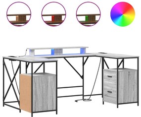 vidaXL Γραφείο Γκρι sonoma 182 x 101 x 87.5 εκ Επεξεργασμένο ξύλο