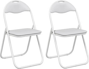 vidaXL Πτυσσόμενη Καρέκλα 2 pcs Τεχνητό Δέρμα Λευκό 48 x 43,5 x 81 εκ.