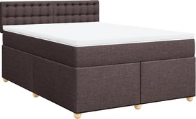 vidaXL Κρεβάτι Boxspring με Στρώμα Σκούρο Καφέ 140x200 εκ Υφασμάτινο