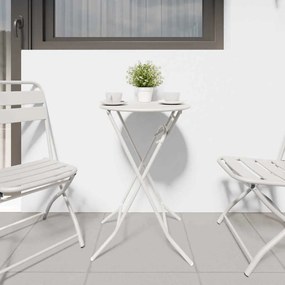 vidaXL Αναδιπλούμενο Τραπέζι Κήπου Λευκό Ø50 x 72 cm Χάλυβας