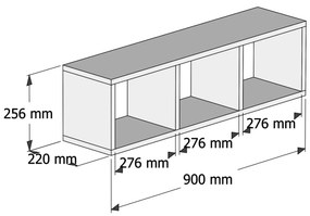 Ραφιέρα Τοίχου Μελαμίνης Γκρι &amp; Λευκό 90x22x25,6Υ Εκ.
