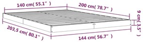 Σκελετός κρεβατιού Λευκό 140 x 200 εκ. από Μασίφ Ξύλο Πεύκου - Λευκό