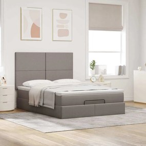 vidaXL Οθωμανικό κρεβάτι με στρώμα Taupe 140x200cm ύφασμα