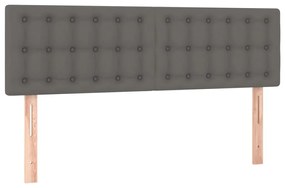 Κεφαλάρι Κρεβατιού LED Γκρι 144x5x78/88 εκ. από Συνθετικό Δέρμα 3121706