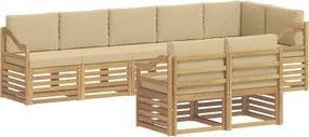 vidaXL Σειρά Καναπέ Εξωτερικού 8 pcs Λευκό και Μπεζ