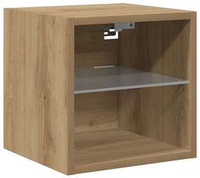 vidaXL Ντουλάπια τοίχου τηλεόρασης με φώτα LED 2 τεμάχια Artisan Oak