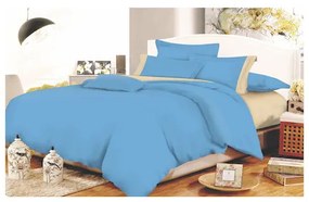 Παπλωματοθήκη ΚΟΜΒΟΣ Cotton Line Sky Blue - Beige Μονόχρωμη με Φάσα Διπλή 200x240