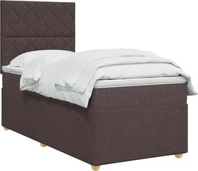 vidaXL Κρεβάτι box spring με στρώμα Σκούρο Καφέ 90 x 200 cm Ύφασμα