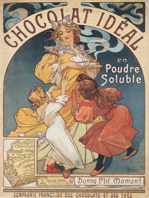 Εκτύπωση έργου τέχνης Chocolat Ideal Chocolate Advert (Vintage Art Nouveau) - Alfons Mucha, (30 x 40 cm)