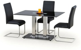 Τραπέζι Houston 126, Ασημί, Μαύρο, 74x80x130cm, 47 kg, Επεξεργασμένο γυαλί, Μέταλλο | Epipla1.gr