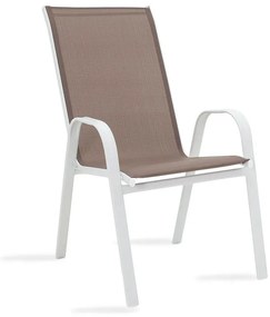 Armchair Calan metal white-textilene brown. 55x75x90 εκ.