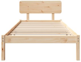 vidaXL Σκελετός Κρεβατιού με Κεφαλάρι 90x200 εκ Μασίφ Ξύλο Πεύκου