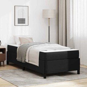 vidaXL Σκελετός κρεβατιού με στρώμα Μαύρο 90 x 190 cm Τεχνητό δέρμα