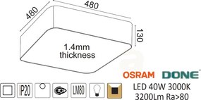 Φωτιστικό Πλαφονιέρα LED Aca Emery V28LEDC48WH White