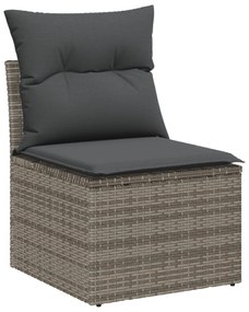 vidaXL 11 Piece Garden Sofa Set with Cushions Γκρι Πολυ Ρατάν Ακακία