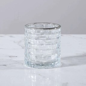 Κηροπήγιο Silver 3900-3 7x7x7cm Clear Supergreens Γυαλί