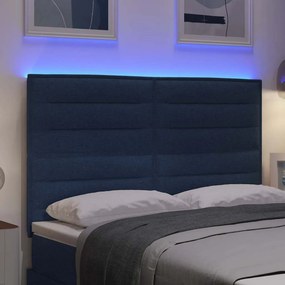 vidaXL LED κεφαλάρι Μπλε ύφασμα