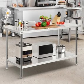 VEVOR Stainless Steel Work Prep Table Commercial Worktable Food Prep 30x60x34in