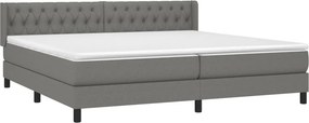 vidaXL Κρεβάτι Boxspring με Στρώμα Σκούρο Γκρι 200x200 εκ. Υφασμάτινο
