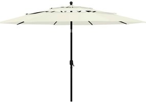 vidaXL Ομπρέλα Κήπου 3 Επιπέδων Λευκό της Άμμου 3,5 μ. Ιστό Αλουμινίου