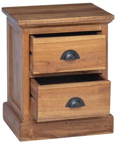 vidaXL Κομοδίνο με συρτάρι Φυσικό 40 x 30 x 50 cm Στερεό Ξύλο Τίκ