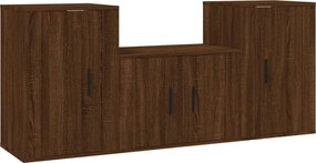 vidaXL Σετ Επίπλων Τηλεόρασης 3 Τεμαχίων Καφέ δρυς Επεξ. Ξύλο