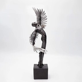 Διακοσμητική Φιγούρα Άντρας Με Φτερά 819-00905 9x6,5x39cm Black-Silver Estheti Home Πολυρεσίνη