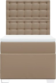 vidaXL Κρεβάτι Boxspring με Στρώμα Καπουτσίνο 100x200εκ.από Συνθ.Δέρμα