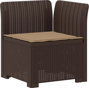 vidaXL Μονοθέσια Καναπές Κήπου με Μαξίλι Ερατάν PP Καφέ