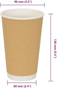 vidaXL Χάρτινα ποτήρια καφέ 500 τεμάχια 16oz 400ml καφέ