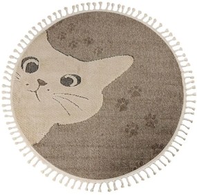 Χαλί Fano 396 Cats Brown-Grey Obsession 133X133cm Round