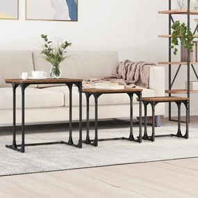 vidaXL Φωτιστικό Τραπεζάκι 3 pcs Παλαιό ξύλο 50.5 x 35 x 53 εκ.