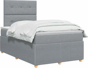 vidaXL Κρεβάτι box spring με στρώμα Ανοιχτό γκρι 120 x 200 cm Ύφασμα