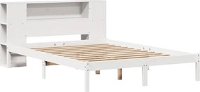 vidaXL Κρεβάτι Βιβλιοθήκη Χωρίς Στρώμα 140x200 εκ Μασίφ Ξύλο Πεύκο