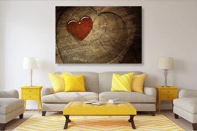 Εικόνα μιας καρδιάς σε ένα κούτσουρο - 90x60