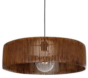 KYCLOS 203-0045 Boho Κρεμαστό Φωτιστικό Καπέλο Μονόφωτο 1 x E27 IP20 Καφέ Rattan-M55 x Π55 x Υ20cm Globostar 203-0045 Καφέ