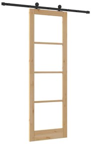vidaXL Συρόμενη Πόρτα Χειροκίνητος Καφέ 78 x 232 cm Ξύλο και μέταλλο