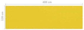 vidaXL Διαχωριστικό Βεράντας Κίτρινο 120 x 400 εκ. από HDPE