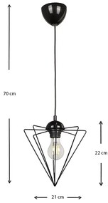 Φωτιστικό οροφής Stormie Megapap E27 μεταλλικό μονόφωτο χρώμα μαύρο 21x21x70εκ.