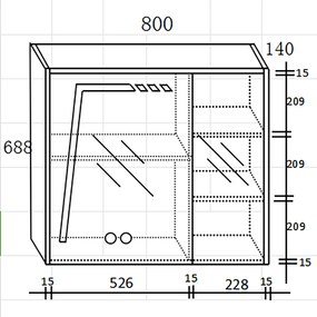 Καθρέφτης VICTORIA LED 80cm χρ. PETROL κωδ. 3MVIC080PET