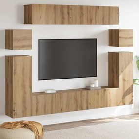 vidaXL Ντουλάπι TV 8 pcs Καφέ 30.5 x 30 x 90 cm Επεξεργασμένο ξύλο