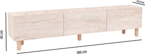 Έπιπλο Τηλεόρασης Τραβερτίνη BACLAS 180x31.4x42