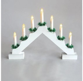 Χριστουγεννιάτικο Διακοσμητικό 7 WHITE WOODEN CANDLE BRIDGE με LED X0771122 ACA-X0771122-Λευκό X0771122