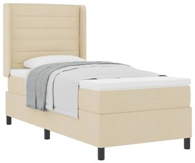 vidaXL Κρεβάτι με ελατήρια με στρώμα Κρεμ 100 x 200 cm ύφασμα