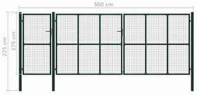 vidaXL Πύλη Φράχτη με κλειδαριά Πράσινο 175 cm Ατσάλι