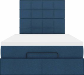 vidaXL Οθωμανικό κρεβάτι με στρώμα μπλε 120x190 cm ύφασμα