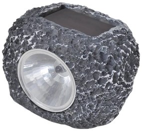 vidaXL Outdoor Φωτιστικό Ηλιακό LED με Σποτάκια 12 Τεμ. Σχήμα Πέτρας