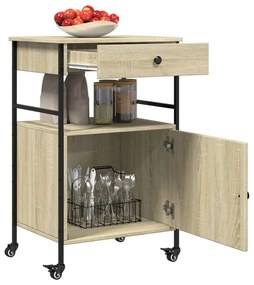 Τρόλεϊ Κουζίνας Sonoma Δρυς 56x43x89,5 εκ. Επεξεργασμένο Ξύλο - Καφέ