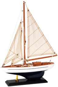 Ξύλινο Παραδοσιακό Καράβι 25x6xH36cm,Χρώμα Λευκό-Καφέ 50190321