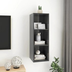 vidaXL Έπιπλο Τηλεόρασης Κρεμαστό Γυαλ. Γκρι 37x37x107 εκ. Επεξ. Ξύλο